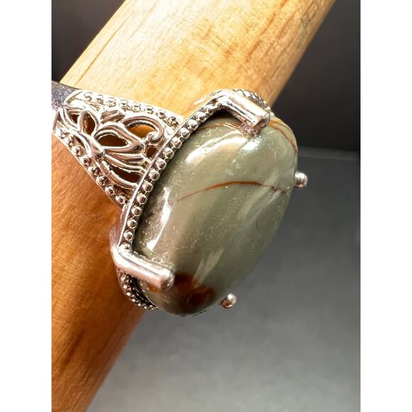 NEW Venus Jasper ring in platinum over brass size 10 - Picture 10 of 15